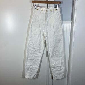 The Femm High-Waisted White sailor trouser wide leg‎ Pants size xs 100% cotton